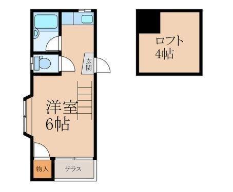 プライマリー城野(ワンルーム/2階)の間取り写真
