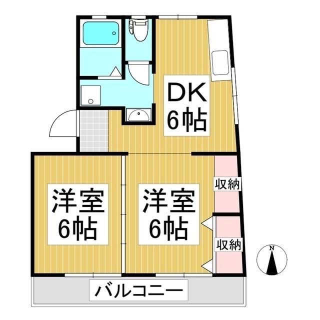 緑ロイヤルハイツ(2DK/3階)の間取り写真