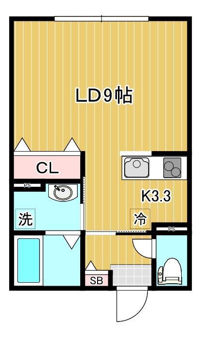 DIORMOND(1K/1階)の間取り写真