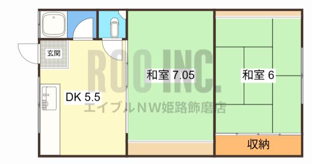 つるやビル2号館(2DK/2階)の間取り写真