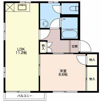 ディアス高松(1LDK/2階)の間取り写真