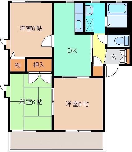 セゾンソレーユD(3DK/1階)の間取り写真