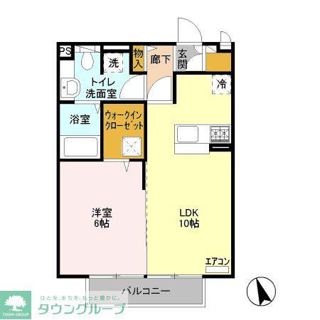 グリーンヒル(1LDK/1階)の間取り写真