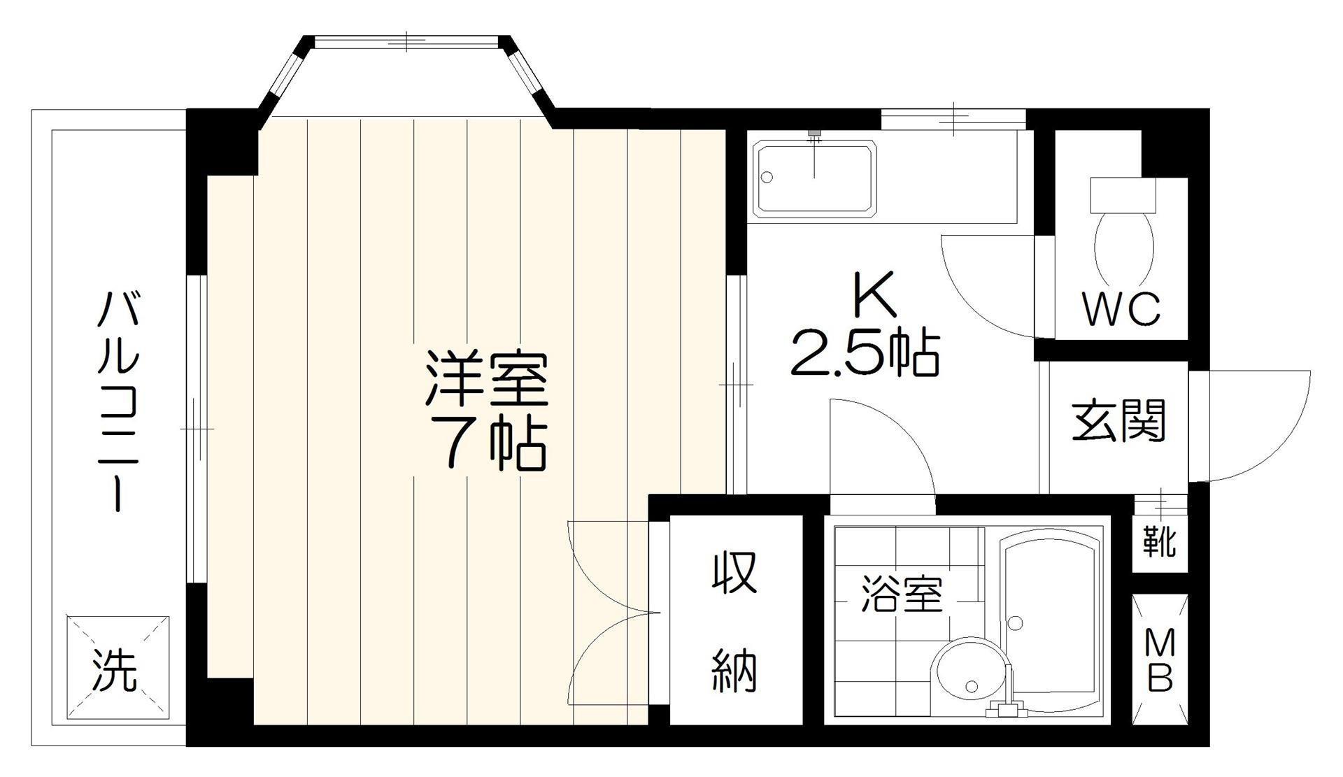 ビアン中川(1K/2階)の間取り写真