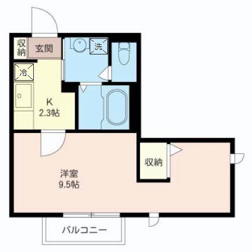 メゾンF(1K/2階)の間取り写真