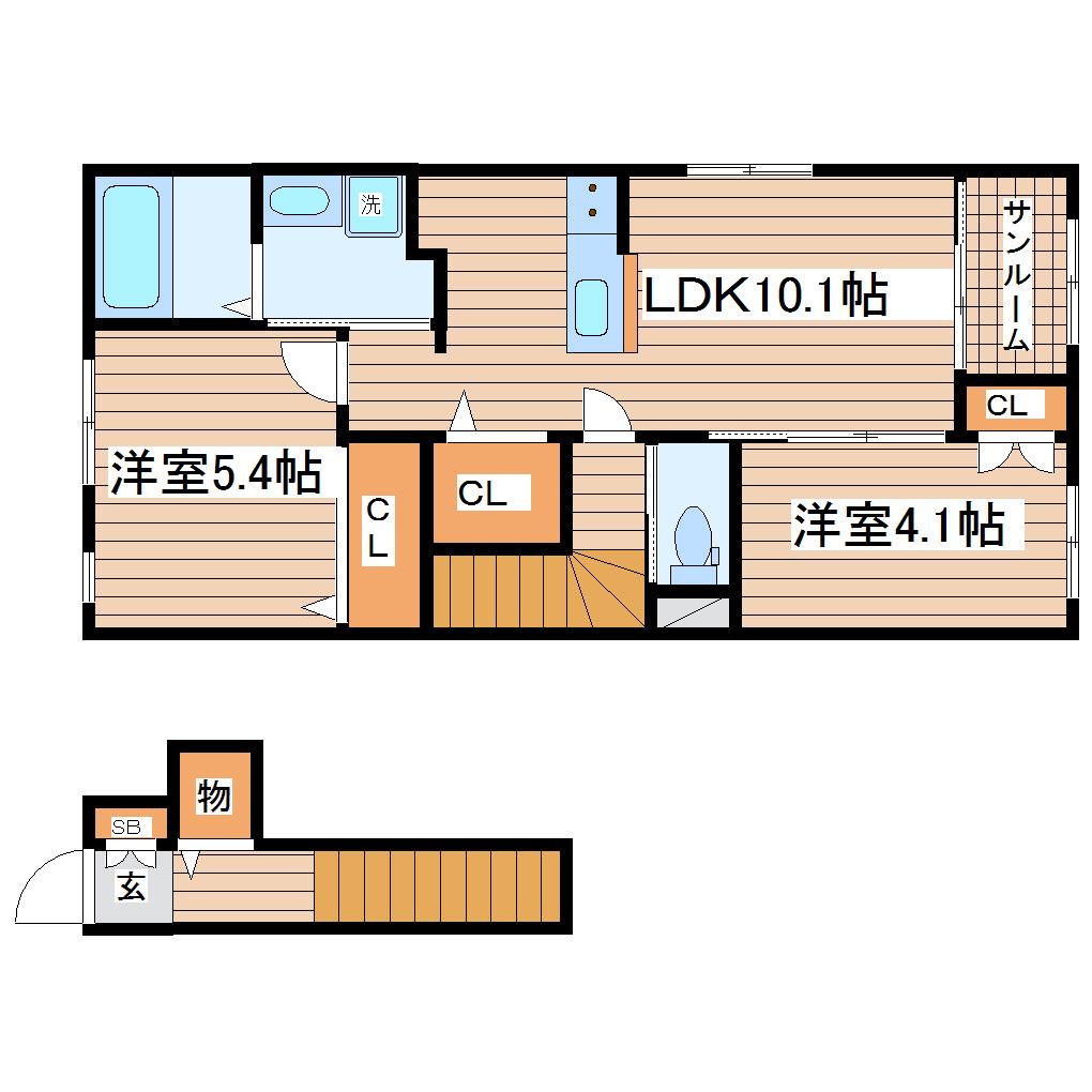 スリーファースト(2LDK/2階)の間取り写真