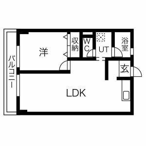 ソワンポルテ(1LDK/3階)の間取り写真