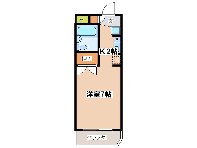 グリーンタウン向ヶ丘(1K/2階)の間取り写真