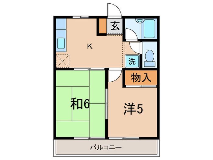 茶本ハイツ(2K/2階)の間取り写真