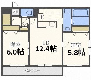 DURANTA(2LDK/2階)の間取り写真