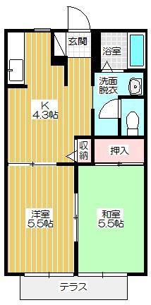 ビアーシュ(2K/1階)の間取り写真