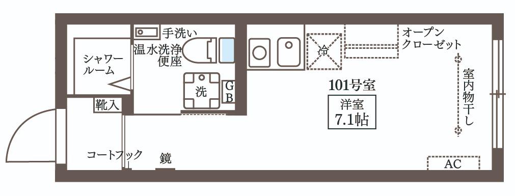 COCOCUBE大井町II(ワンルーム/1階)の間取り写真