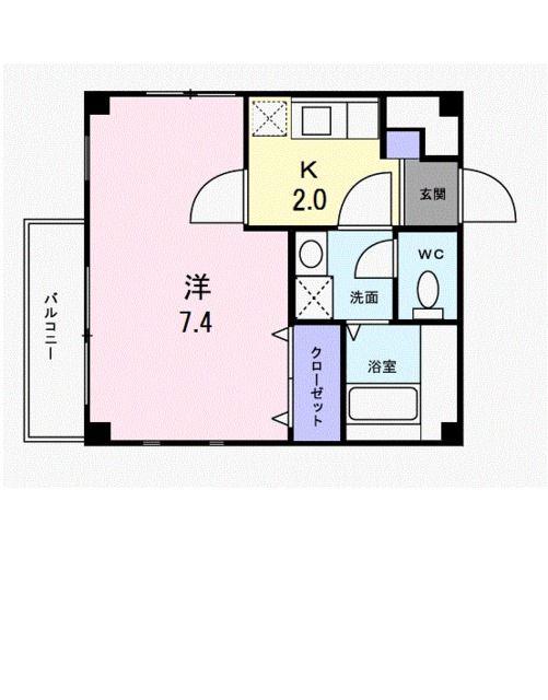 ベルク山中B(1K/2階)の間取り写真
