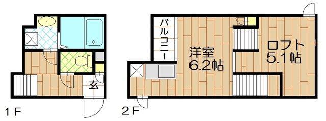 CB川越アリオス(1K/2階)の間取り写真