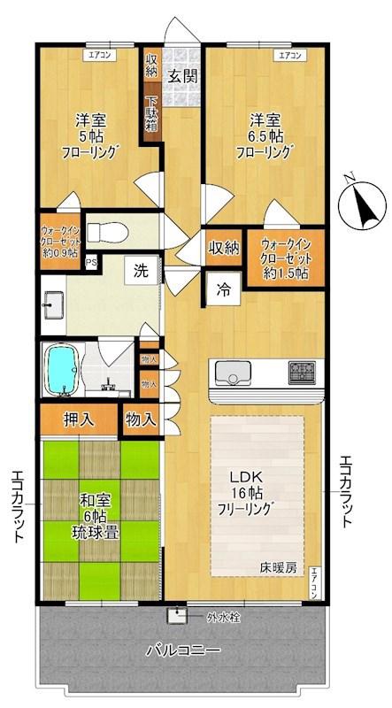 グローブスクエア(3LDK/7階)の間取り写真