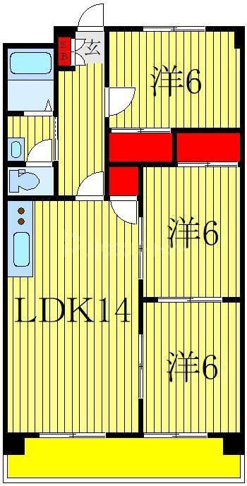 サンライフ倉橋(3LDK/3階)の間取り写真