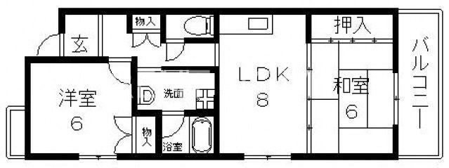 フォワイエ(2LDK/2階)の間取り写真