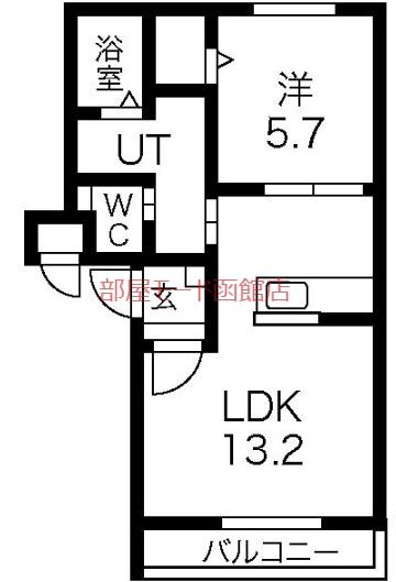 道南いさりび鉄道 七重浜駅 徒歩3分 3階建 築4年(1LDK/2階)の間取り写真