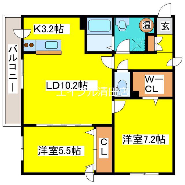 マーサ羊ヶ丘(2LDK/1階)の間取り写真