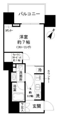 パークリュクス本駒込ステーションプレミア(1K/4階)の間取り写真