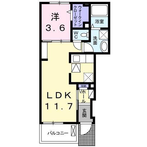 ラ ヴィ ベールA(1LDK/1階)の間取り写真