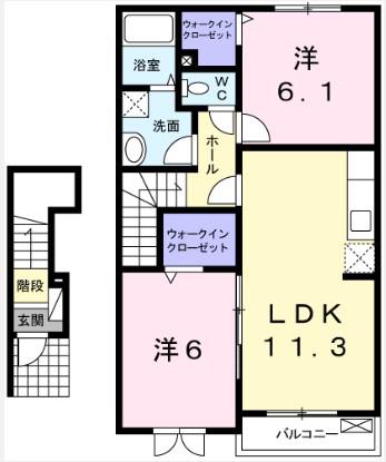 グランツ メゾンII(2LDK/2階)の間取り写真