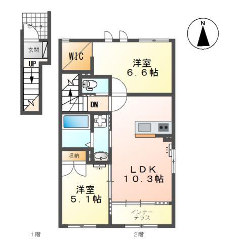 エスペランサ(2LDK/2階)の間取り写真