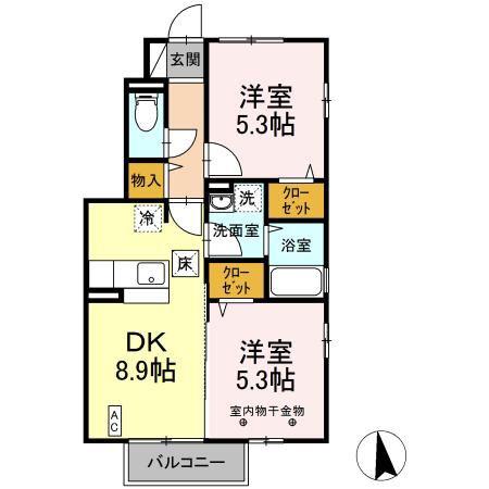 FOCUS441(2DK/1階)の間取り写真