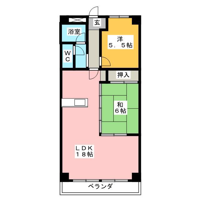 豊ハイツ(2LDK/4階)の間取り写真