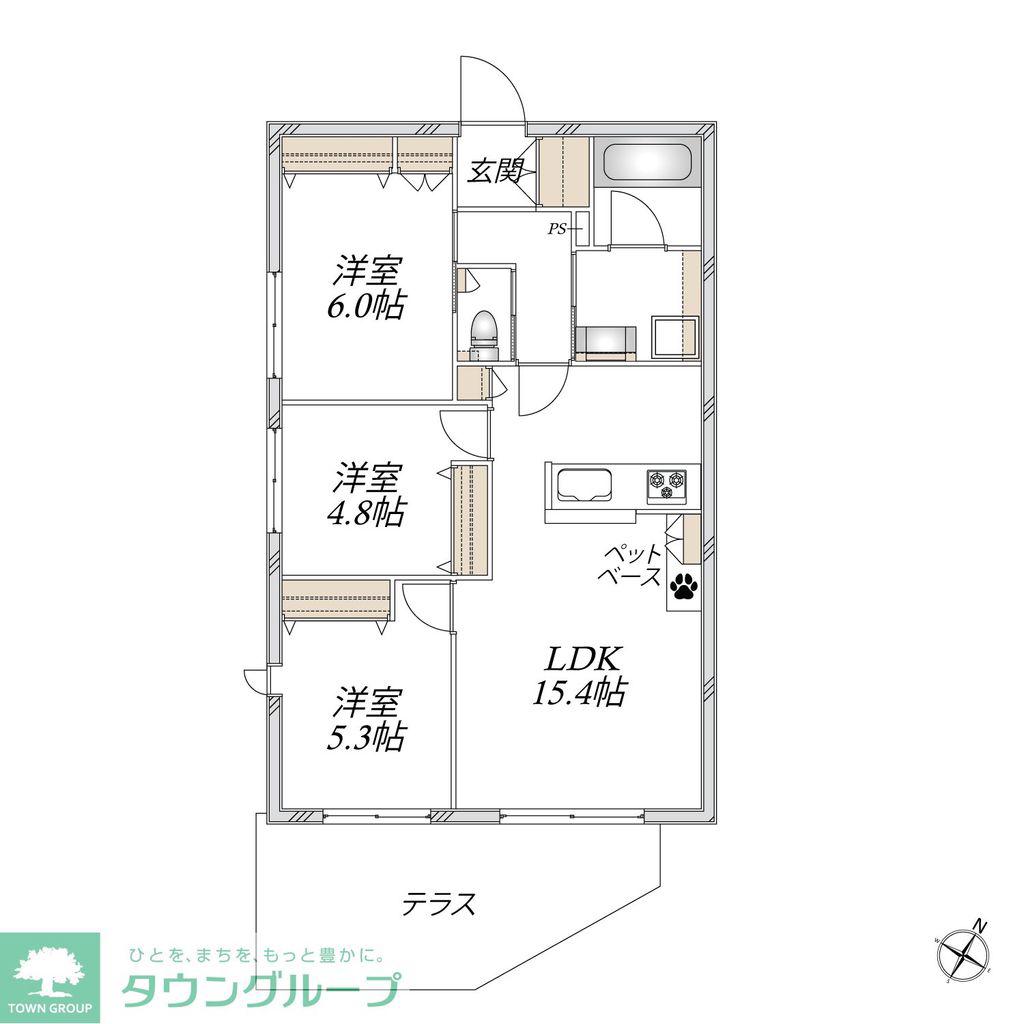 パレ新瑞(3LDK/1階)の間取り写真