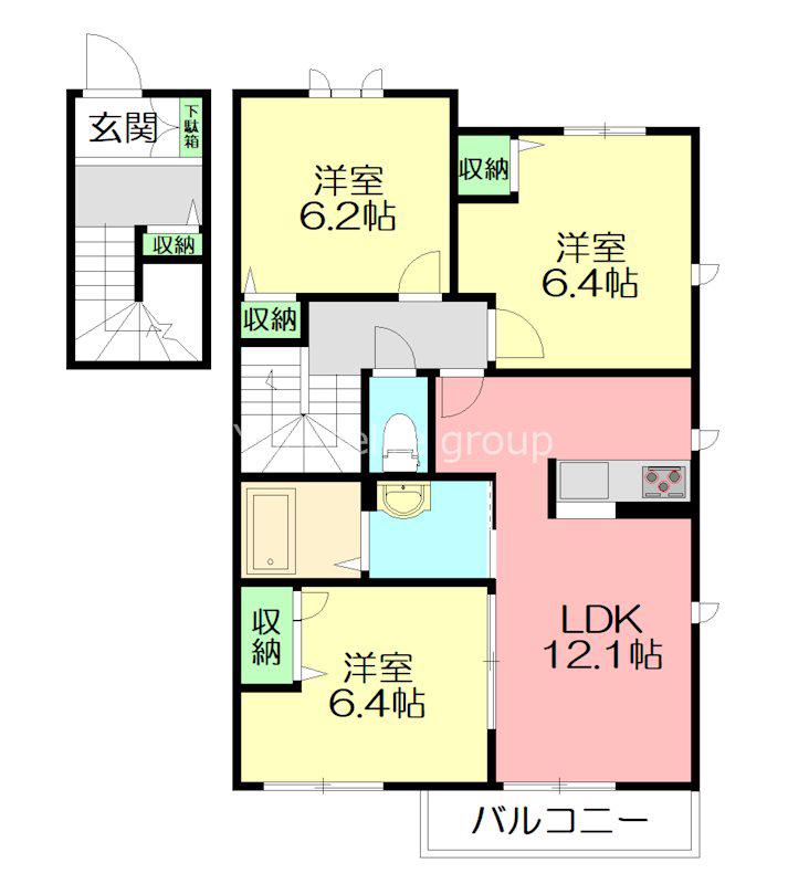 GRAND CHALETI(3LDK/2階)の間取り写真