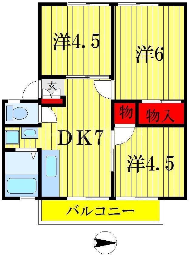 コーポ中村(3DK/2階)の間取り写真