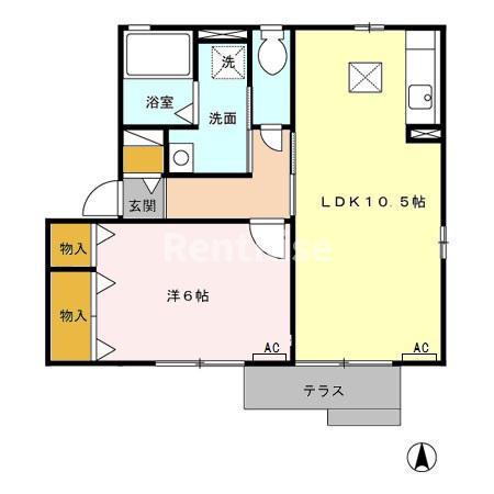 ラ・テール A(1LDK/1階)の間取り写真