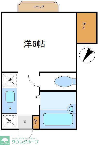 コーポサンルート(1K/1階)の間取り写真
