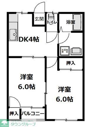 富士ビューティーハイツ(2DK/2階)の間取り写真