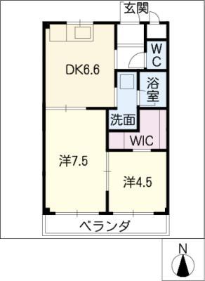 アプローズ田中(2DK/3階)の間取り写真