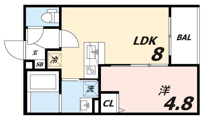 メゾン・ソレイユ(1LDK/1階)の間取り写真