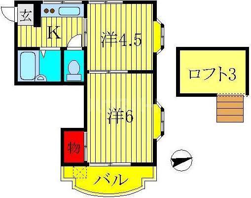 LEAFCOURT江戸川台A棟(2K/1階)の間取り写真