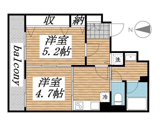 パルテールIWASAKI(2K/2階)の間取り写真