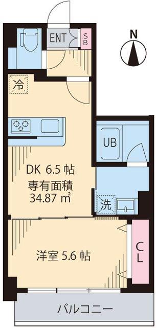 ビイルーム中野(1DK/2階)の間取り写真