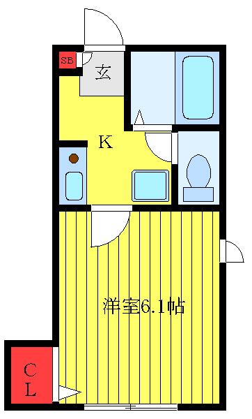 CALME(1K/1階)の間取り写真