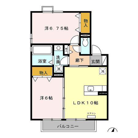リビングタウンいせG(2LDK/2階)の間取り写真