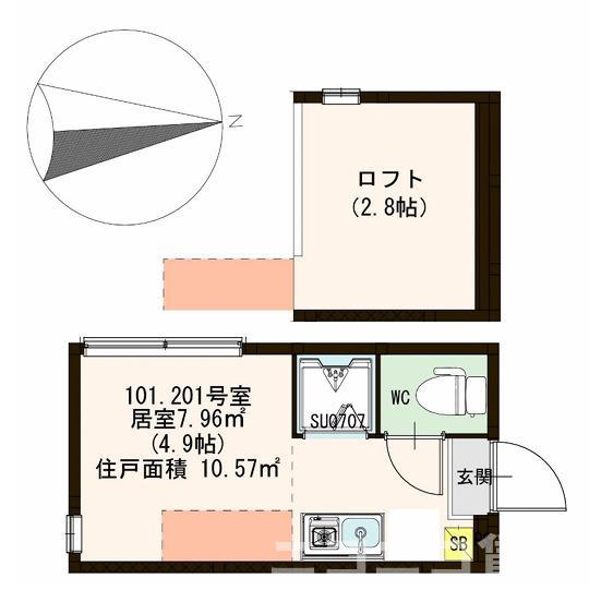 グレース桜上水(ワンルーム/2階)の間取り写真