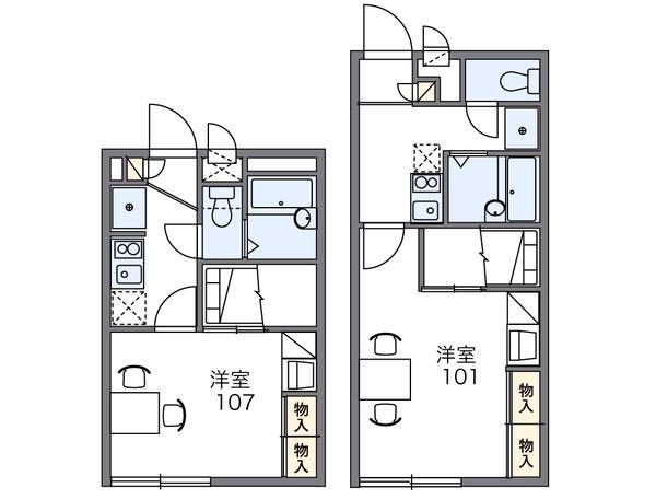 レオパレスホーリーラブ(1K/1階)の間取り写真