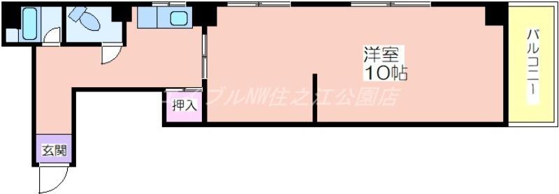 パークサイド長居(1K/4階)の間取り写真