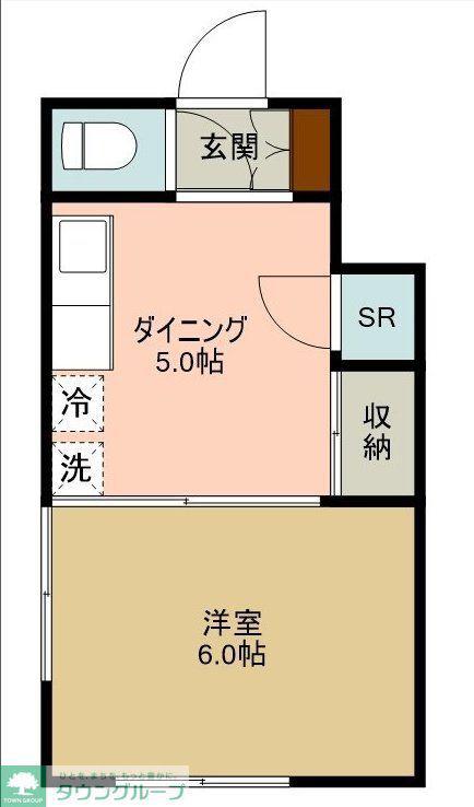 黒部ビル(2K/1階)の間取り写真