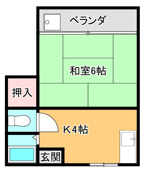 第2サンフラワー(1K/1階)の間取り写真