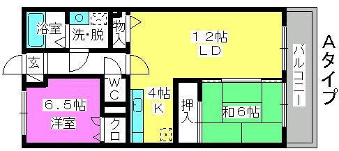 シックス板付(2LDK/5階)の間取り写真