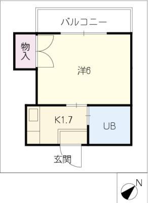 プレジール岡崎(1K/2階)の間取り写真