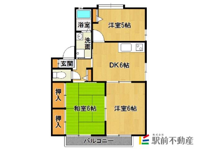 アネックス若宮A(3DK/1階)の間取り写真